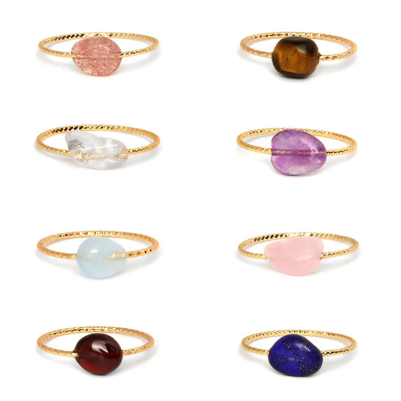 Geometric women's ring with a coloured agate stone in a modern setting.