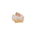 Alloy cake cat brooch with strawberry decoration and dripping oil design elements