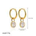 Retro oval zircon earrings for women in copper, shown in one of six colours: white, emerald, army green, black, red, or blue.
