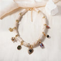 Heart shaped bamboo design resin necklace for women with electroplated picture colour finish