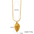 Stainless steel necklace with a detailed fruit-shaped pendant, options include apple, grape, and watermelon.