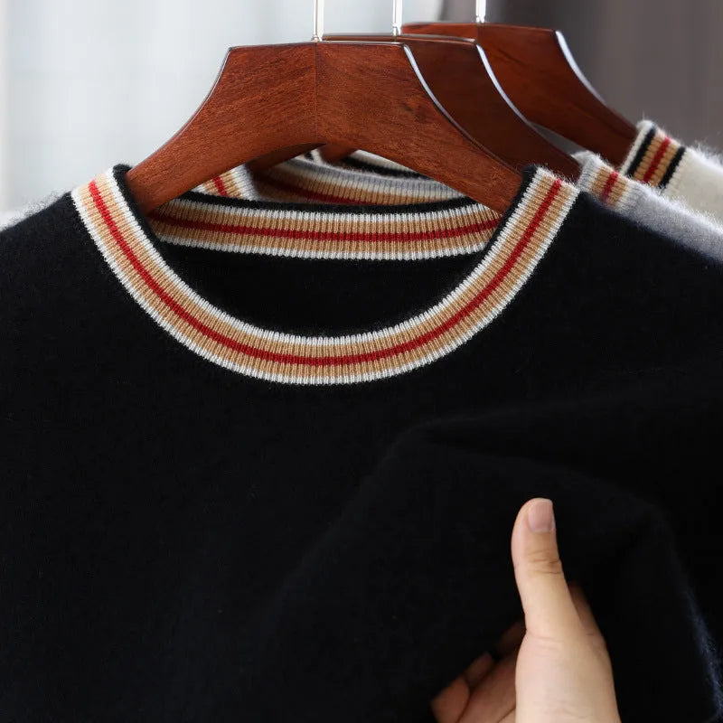 Men's pure wool short sleeve round neck sweater in grey displayed flat