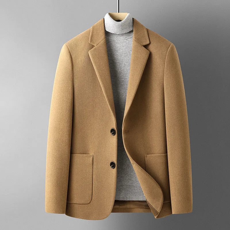 Men's slim fit wool blend suit in grey for autumn and winter
