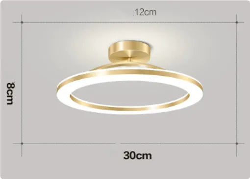 Modern minimalist ring ceiling lamp LED in black finish, 20cm diameter for hallway