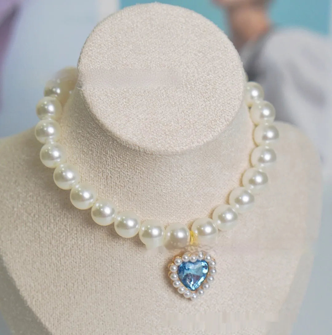 Plastic alloy resin pearl necklace cat collar in multiple colours and sizes