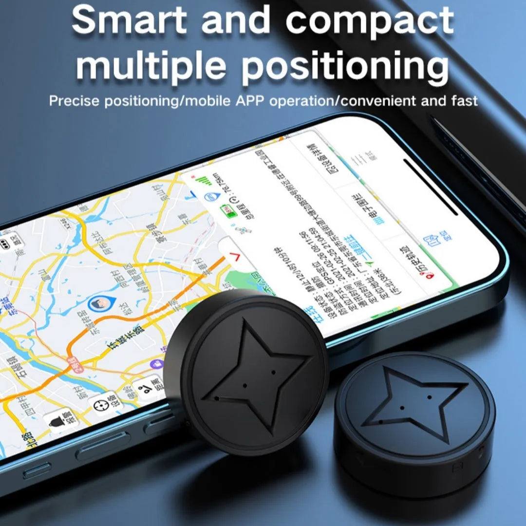 Mini GPS tracker with strong magnetic mount, 40mm diameter, for car and motorcycle real-time tracking