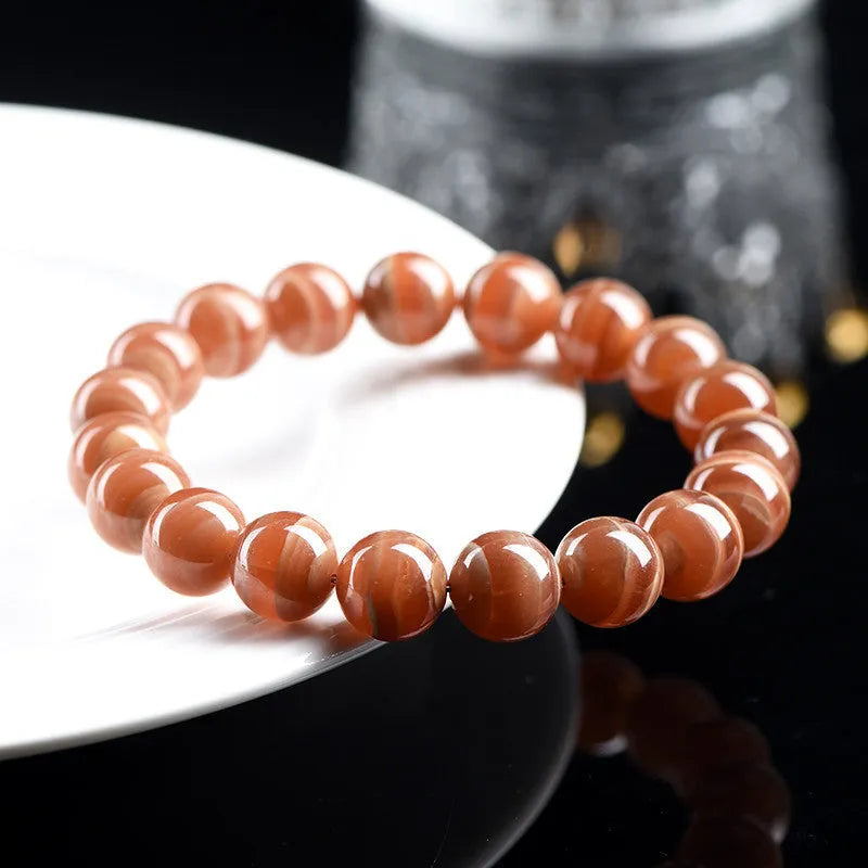 Natural old mine rhodochrosite round beads bracelet with 6mm or 8mm manganese spar beads