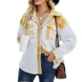 Women's purple loose fit lamb wool long sleeve woolen coat with contrast pocket stitching