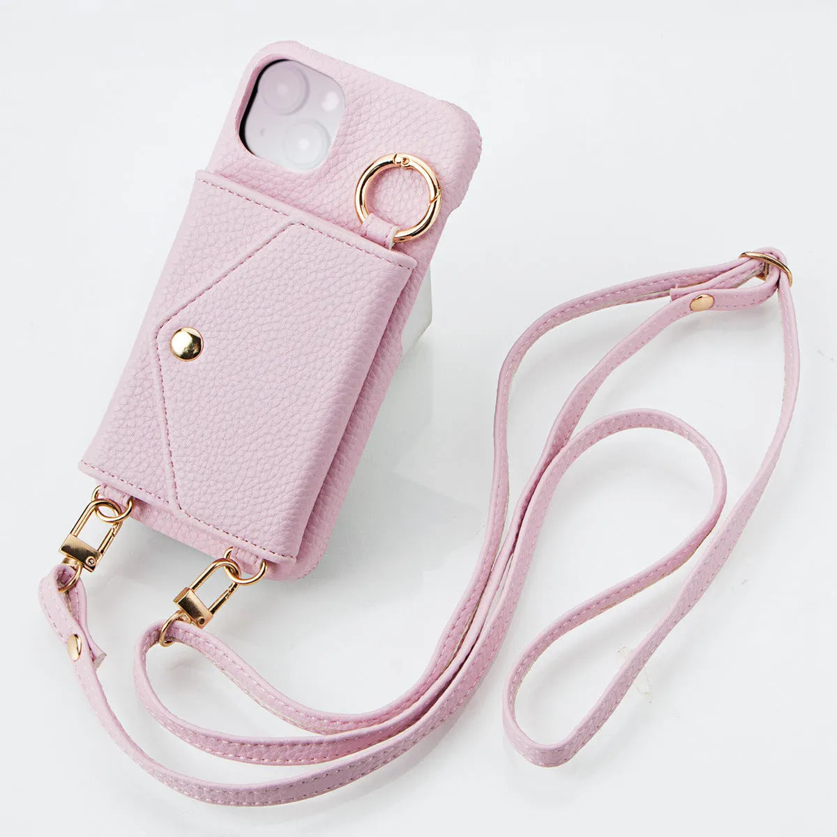 Wallet style mobile phone case with bracket in black imitation leather for iPhone 14 Pro Max