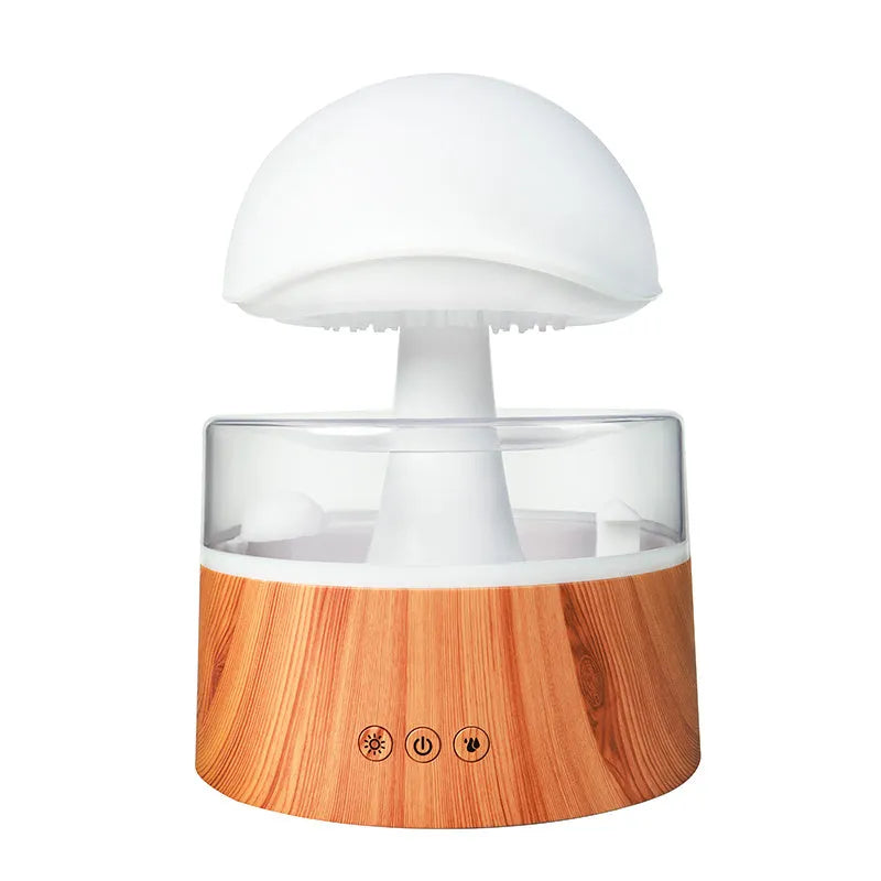 White Cloud Rain Humidifier aromatherapy machine with falling mist raindrops and coloured LED lights.