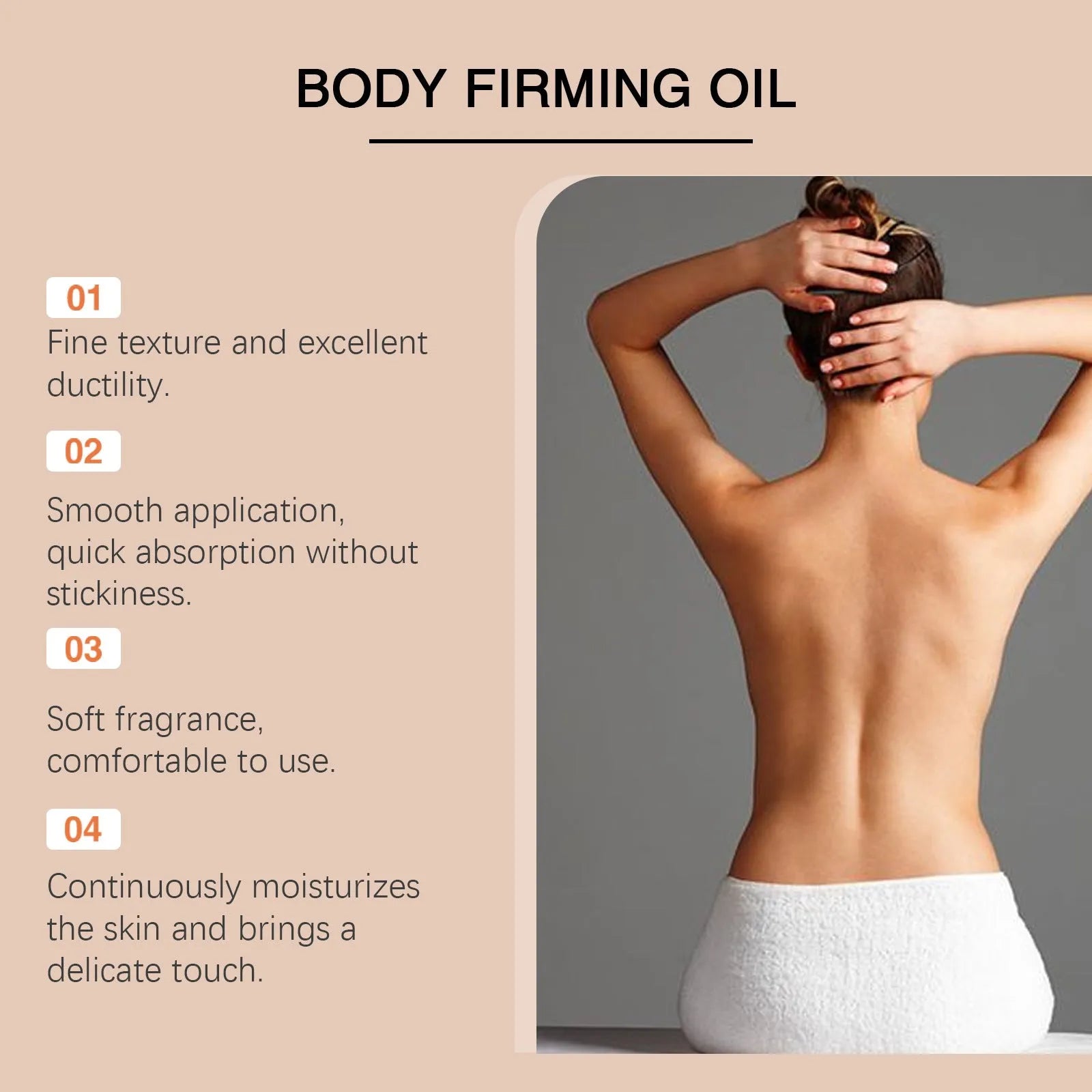 100ml bottle of nourishing and firming body oil for dry skin treatment