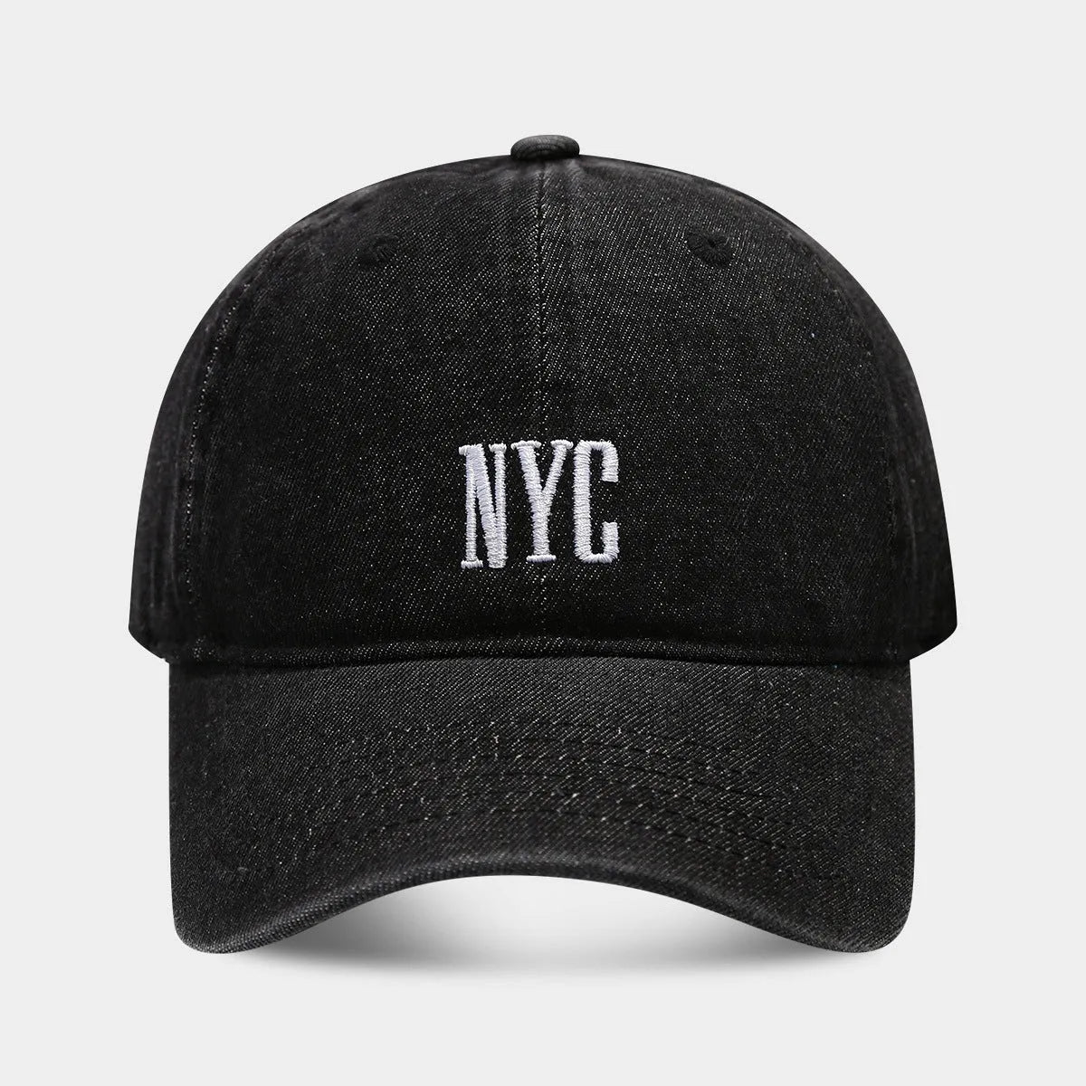 American retro denim baseball cap with embroidered English letters on dome crown