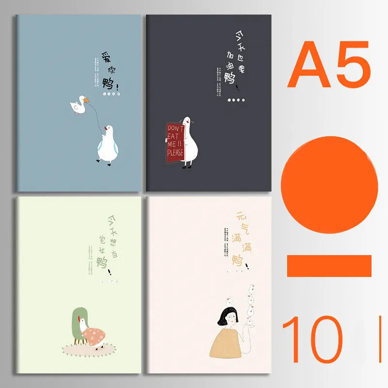 Ten soft cover thread-bound notebooks in A5 and B5 sizes with various designs