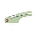 Manual garlic press kitchen tool with stainless steel crusher and coloured ABS handle