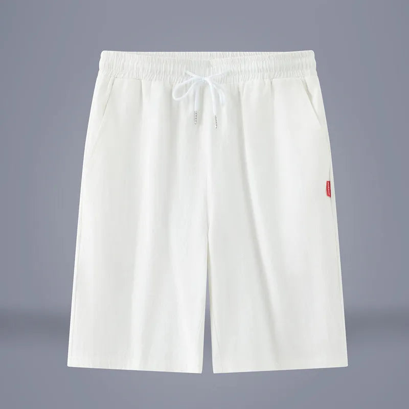 Cotton-linen cropped summer pants in Army Green with drawstring waist and mid-rise fit