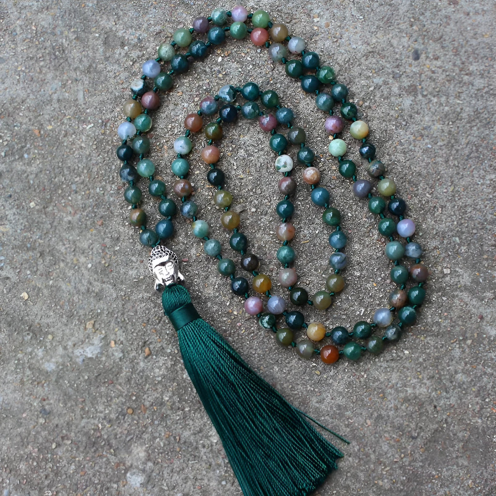 Natural agate bracelet with 108 geometric 6mm beads for blessing rituals and business gifts