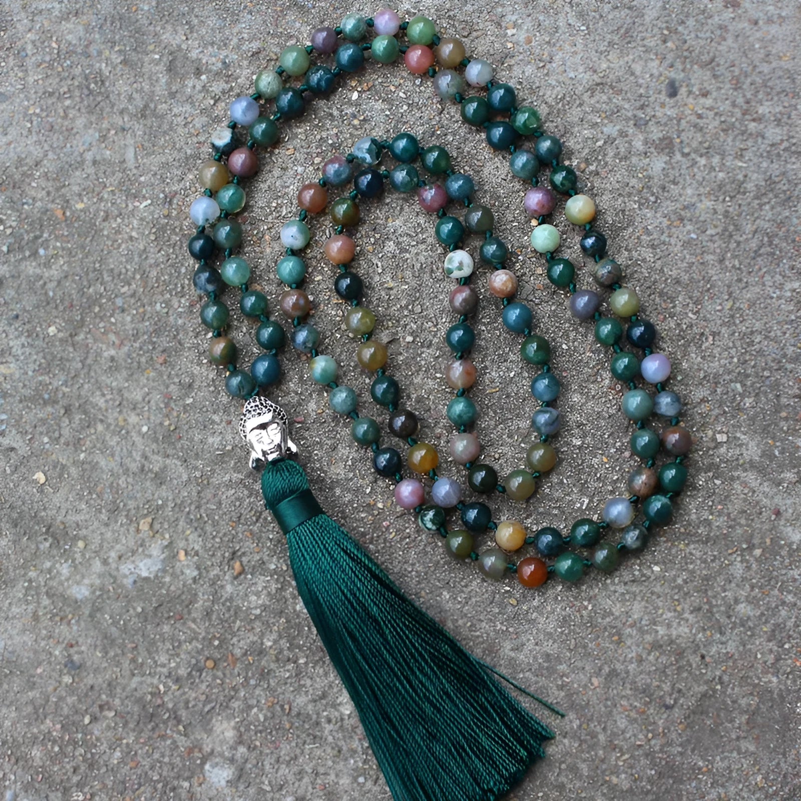 Natural agate bracelet with 108 geometric 6mm beads for blessing rituals and business gifts