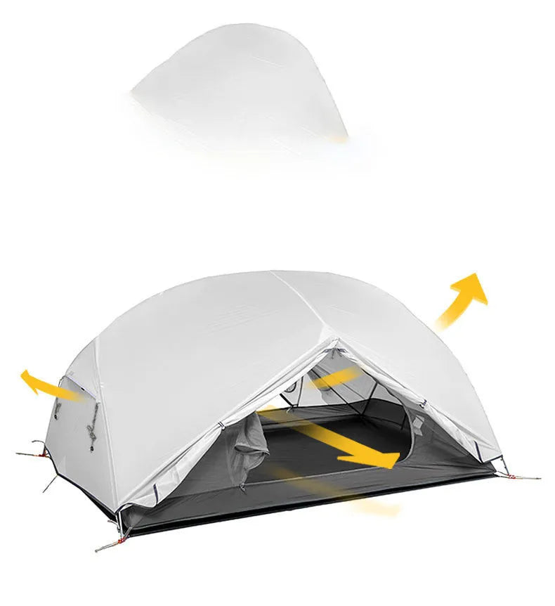 Home Fashion two-person silicone tent in Phantom Blue, lightweight 167g, waterproof double tent with aluminium poles