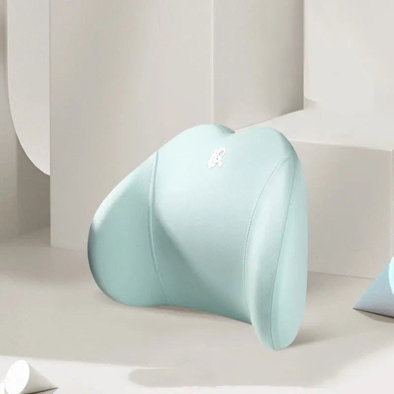 Heart-shaped memory foam car pillow set with headrest and lumbar support in cotton