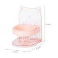 Grey cat bowl with cat ear design and anti-spill edges on adjustable hanging cage