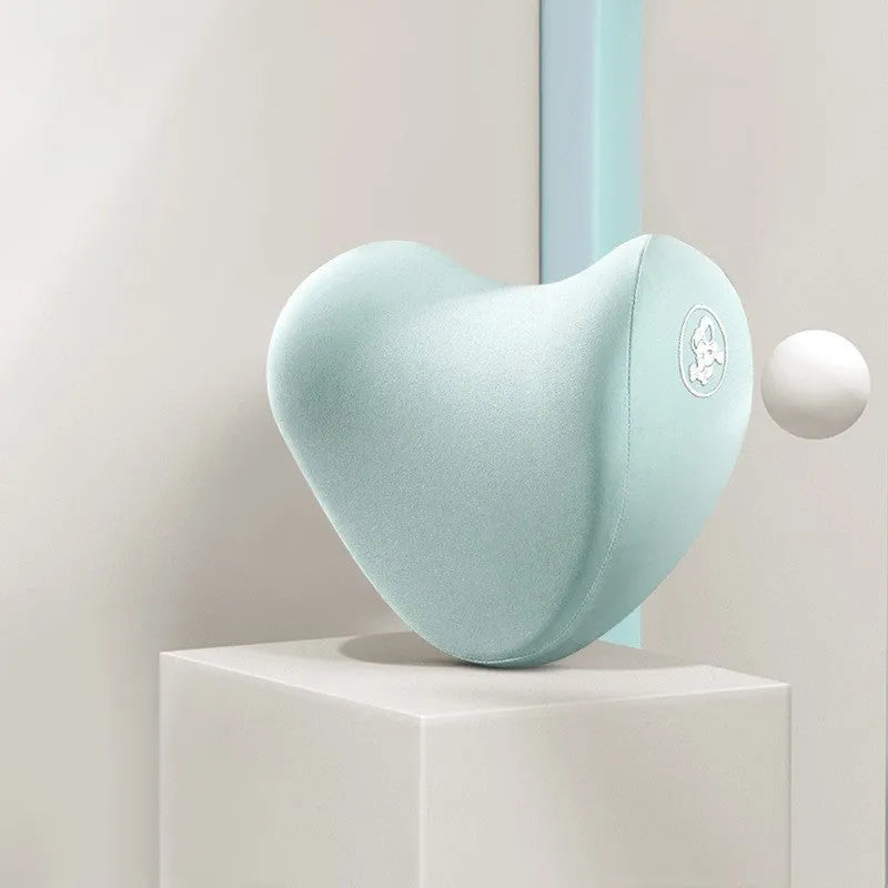 Heart-shaped memory foam car pillow set with headrest and lumbar support in cotton