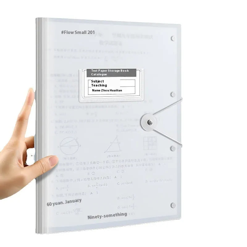 A3 multi-layer test paper storage bag in translucent blue colour with 40 page capacity on a clean background