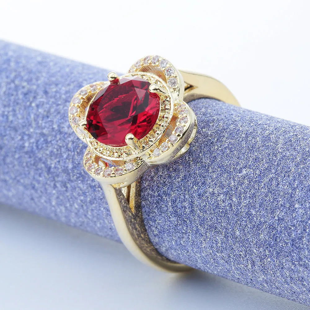 Fruit-shaped zircon ring with an electroplated copper band in sizes 7, 8, and 9.
