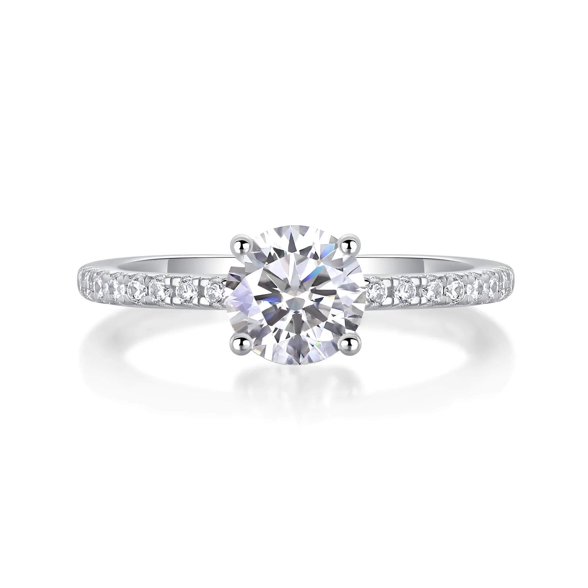 Moissanite wedding ring set with platinum-plated S925 silver band and GRA certificate in a gift box
