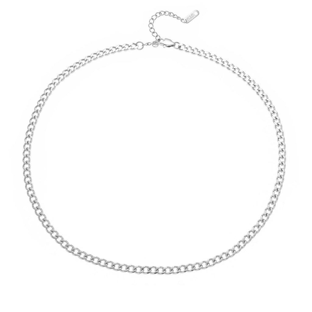Gold electroplated titanium steel necklace with a single letter A pendant on a 40.5cm blade chain.
