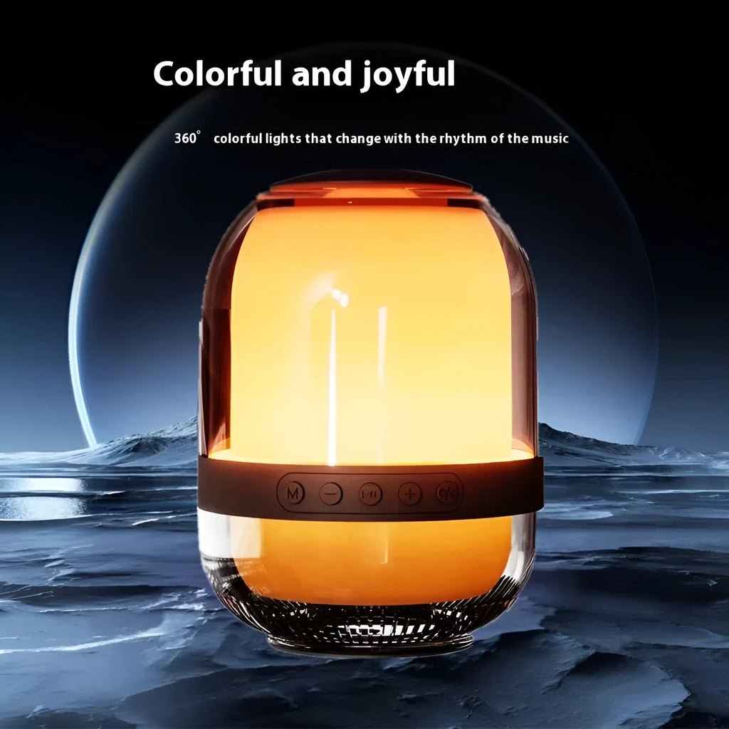 Creative Glass Transparent Colourful Bluetooth Speaker – 3W portable speaker with lithium battery, 13.6x12cm, for desktop and outdoor lawn