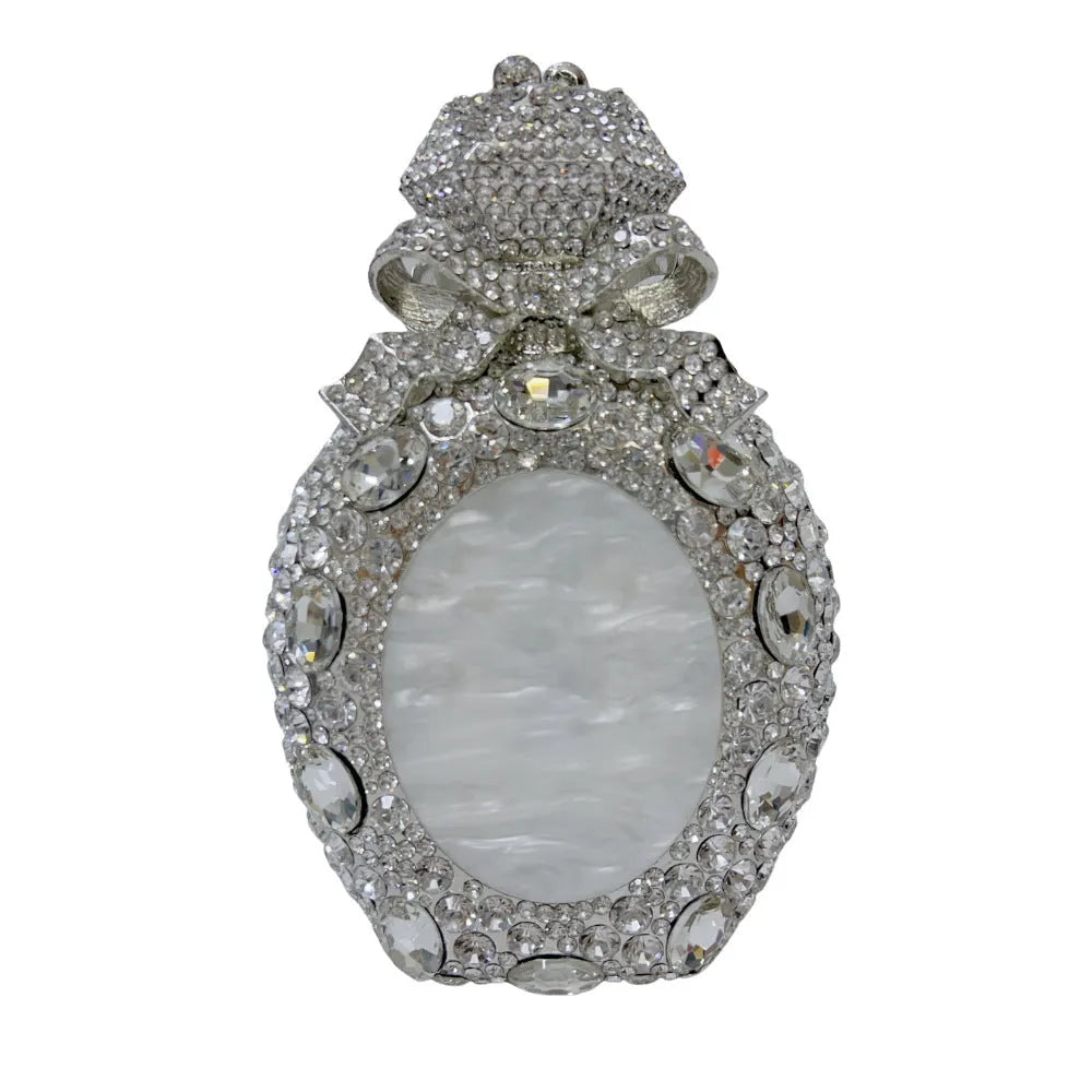 Women's hard alloy banquet clutch with full diamond crystal decoration and three-dimensional pocket design