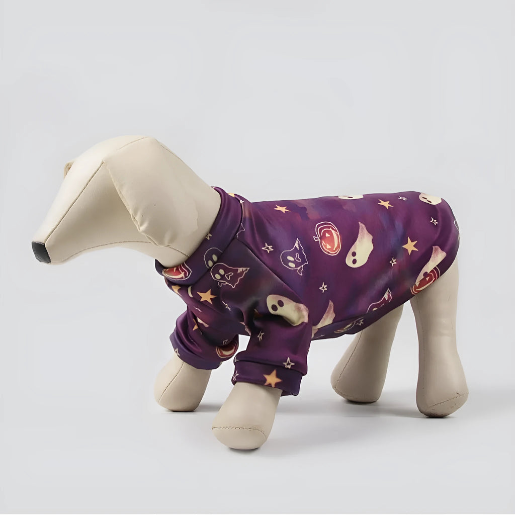 Fleece-lined dog jumper with matching triangular scarf in various colours and sizes