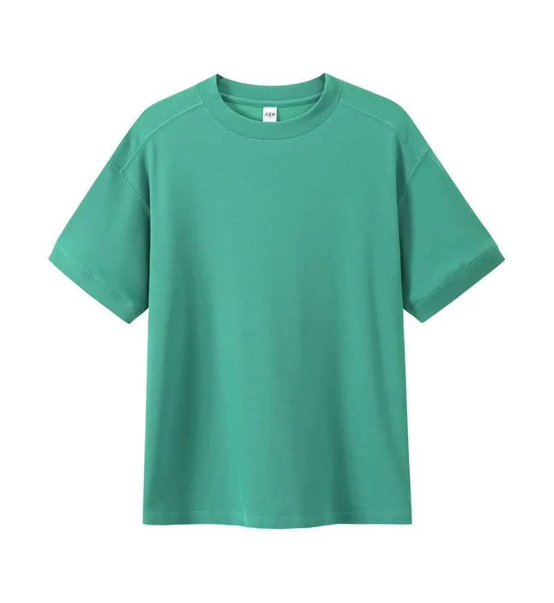 Short-sleeved loose-fit cotton pique T-shirt for youth in solid colour options