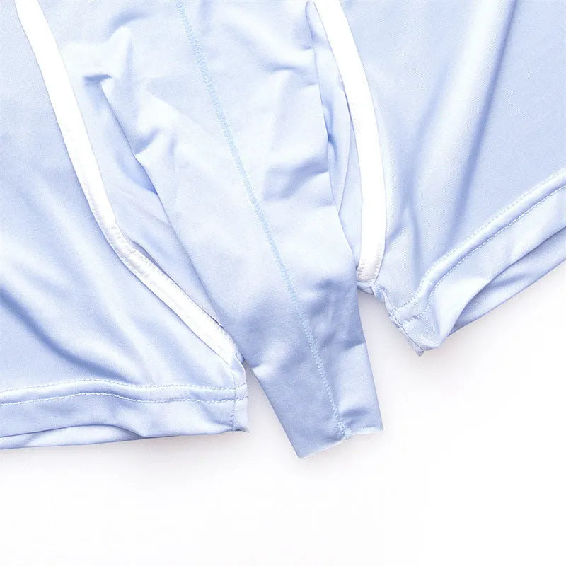 Men's solid colour Ice Silk boxers laid flat, showing the mid waist design in one of the six available colours.