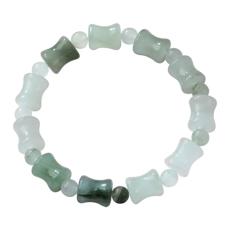 Tianshan Emerald natural chalcedony beaded bracelet with diamond jade stones and coconut shell beads