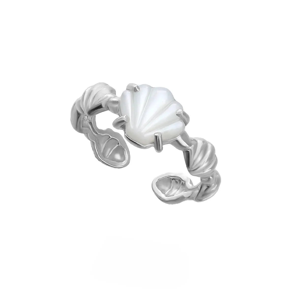 Women's adjustable ring with shell tiger eye gemstone in electroplated silver with gold colour finish