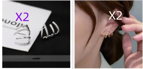 Pair of S925 silver needle four-prong zircon inlaid geometric stud earrings in gold finish