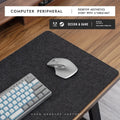 Unisex oversized felt and cork desk mat in grey pattern on office desk