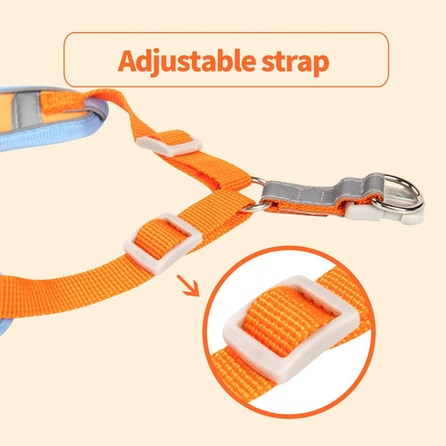 Adjustable dog harness vest with haulage rope leash in purple colour option