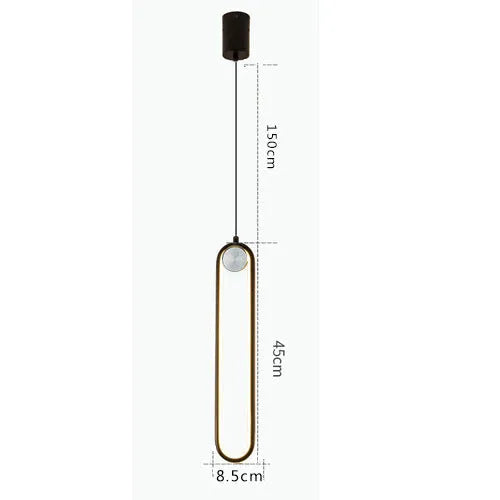 Nordic minimalist oval bedside chandelier in Black A finish with LED tri-colour light