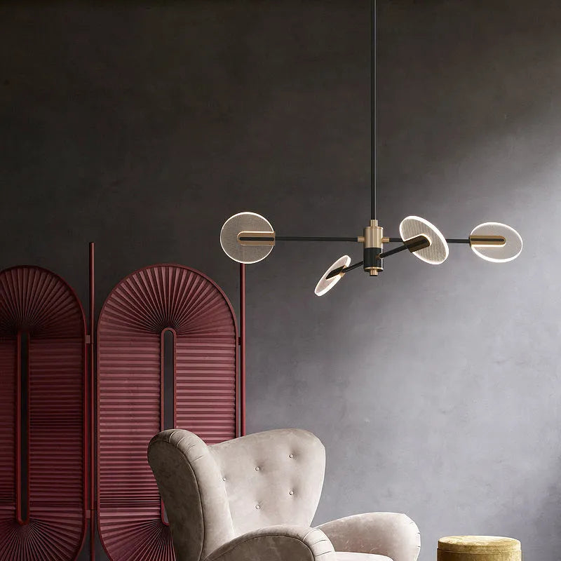 Iron frame and acrylic body LED chandelier pendant light with multiple heads