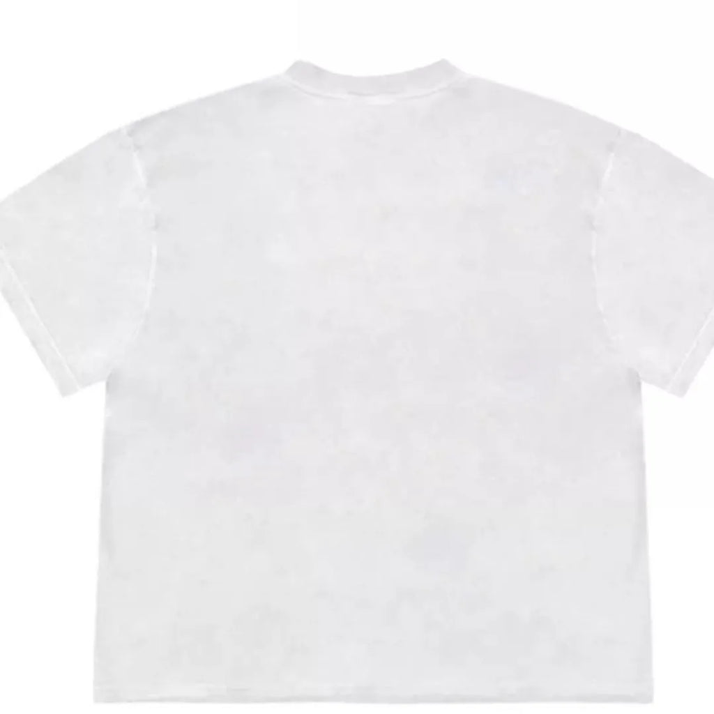 Loose fit blueberry patchwork T-shirt with plant pattern on Ice Oxygen Cotton fabric.