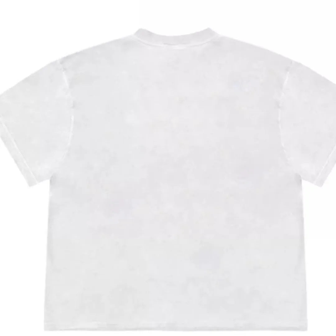 Loose fit blueberry patchwork T-shirt with plant pattern on Ice Oxygen Cotton fabric.