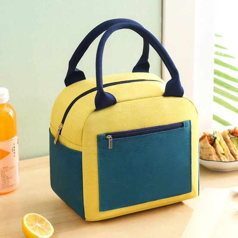 Waterproof aluminium foil lunch insulation bag in Oxford cloth, shown in blue colour.