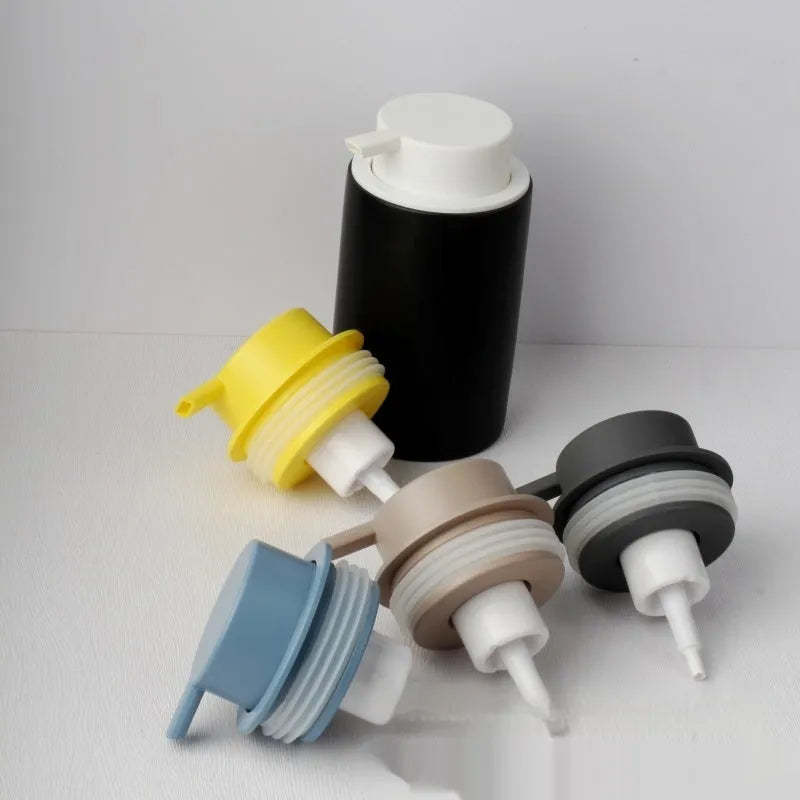 ABS plastic facial cleanser foam pump with large head in a metallic finish