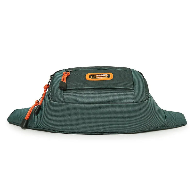 Slanted waterproof chest bag in nylon, shown in black, with adjustable strap and large main compartment.