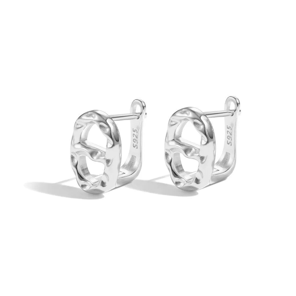 925 silver pig nose stud earrings with electroplated silver finish, 9.2 x 13mm, on a white background