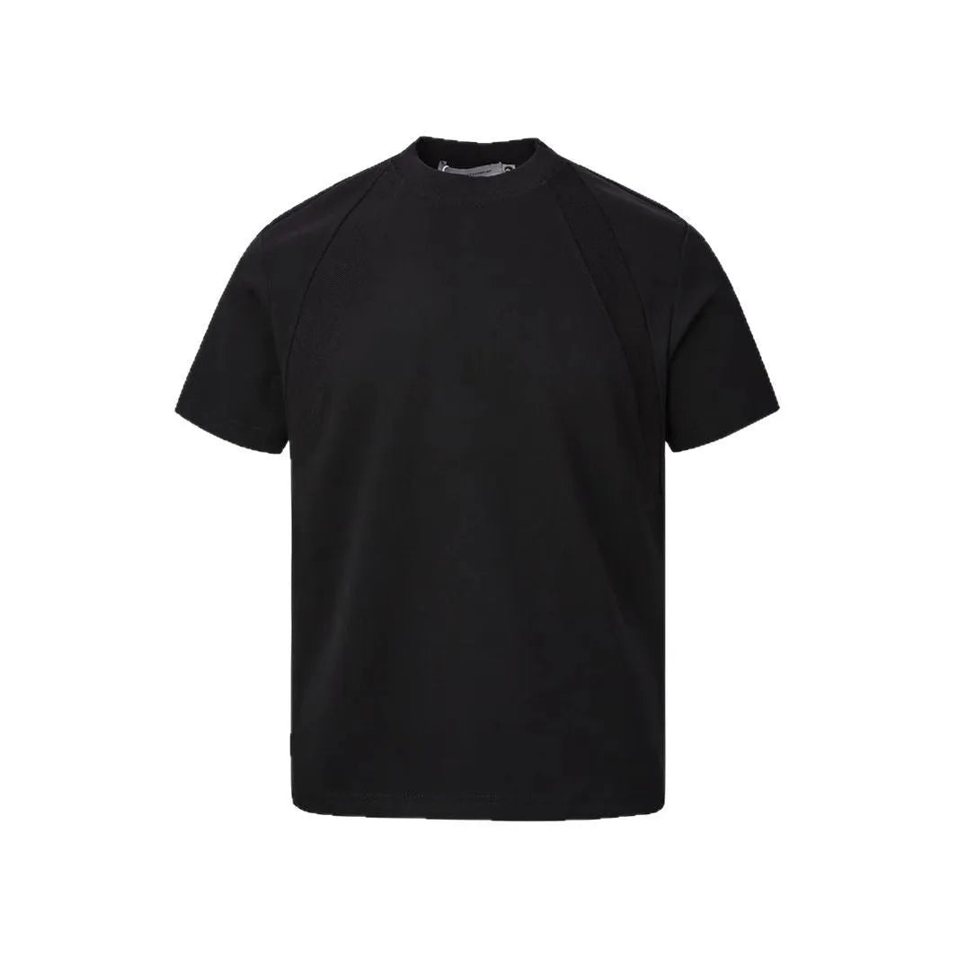 Air layer stitching short sleeve top in loose fit polyester