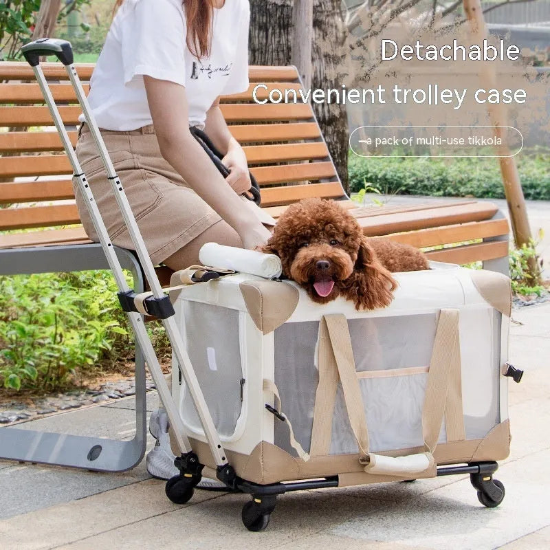 Portable polyester pet trolley bag for cats and dogs, folds to 11 x 33 x 33cm, holds within 30 pounds