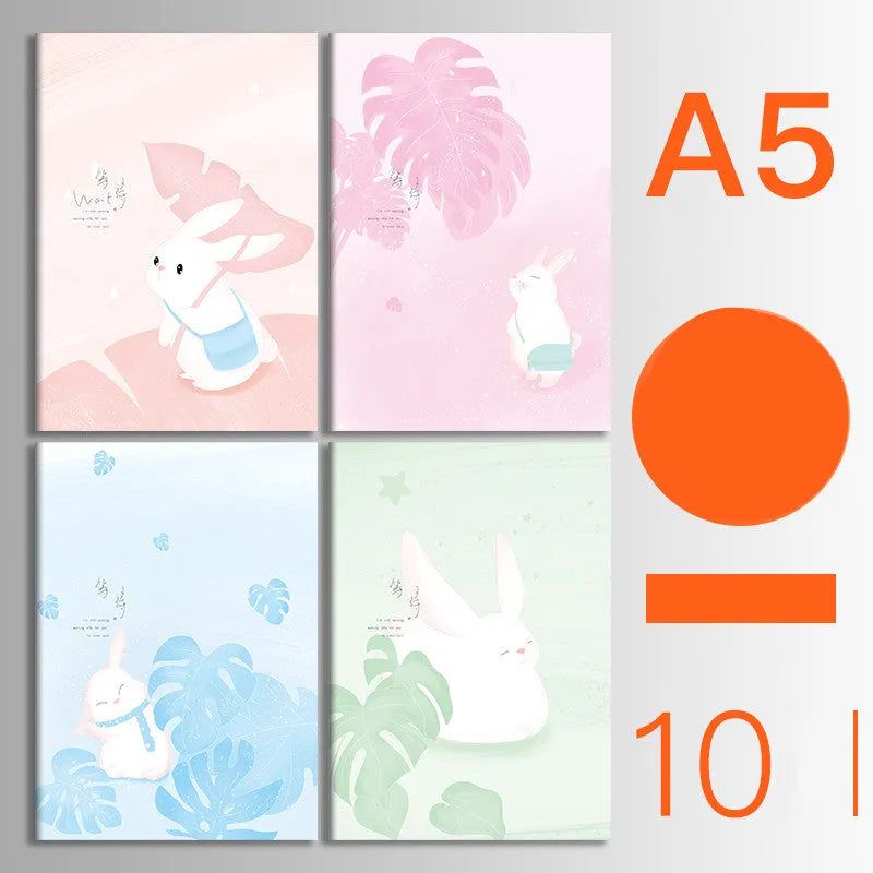 Ten soft cover thread-bound notebooks in A5 and B5 sizes with various designs